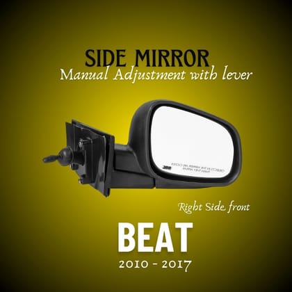 RMC Car Side Mirror Suitable For Chevrolet Beat With Lever (2010-2017) | Manually Operated (Black) RIGHT SIDE (DRIVER SIDE) RMC Car Side Mirror Suitable For Chevrolet Beat With Lever (2010-2017) | Manually Operated (Black) RIGHT SIDE (DRIVER SIDE)