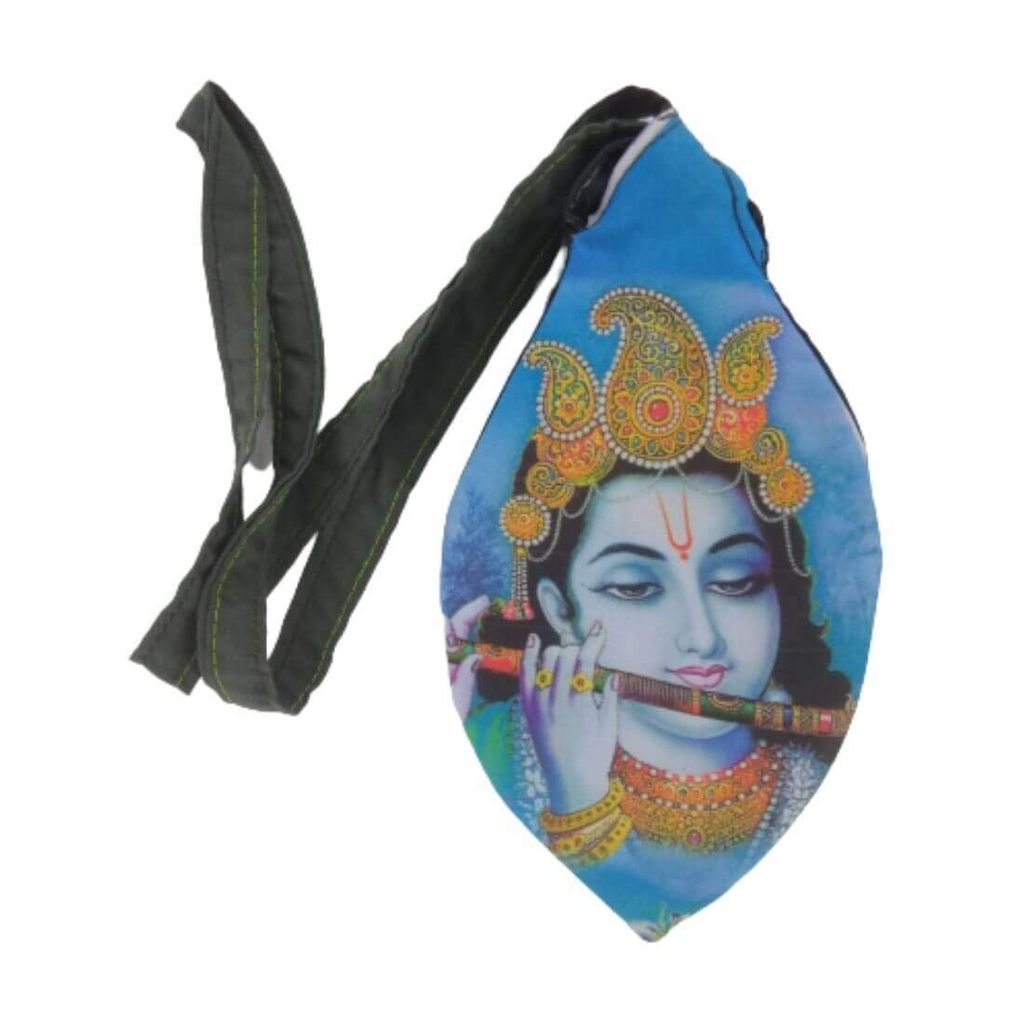 MAYAPURI Beautiful Krishna Print Cotton Bead Bag/Japa Mala Bag/Jholi/Chanting Bag with Zip Pocket, Multi-Color(Pack of 1) - Pooja Needs | Buy online on ZillyBuy