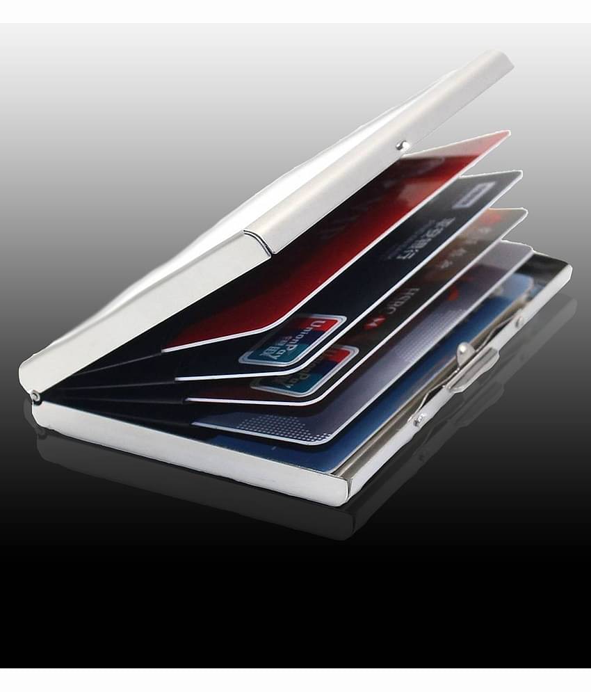 AmtiQ High Quality Stainless Steel 6 Slots RFID Blocking ATM Credit Debit Business ID memory Card Holder Wallet