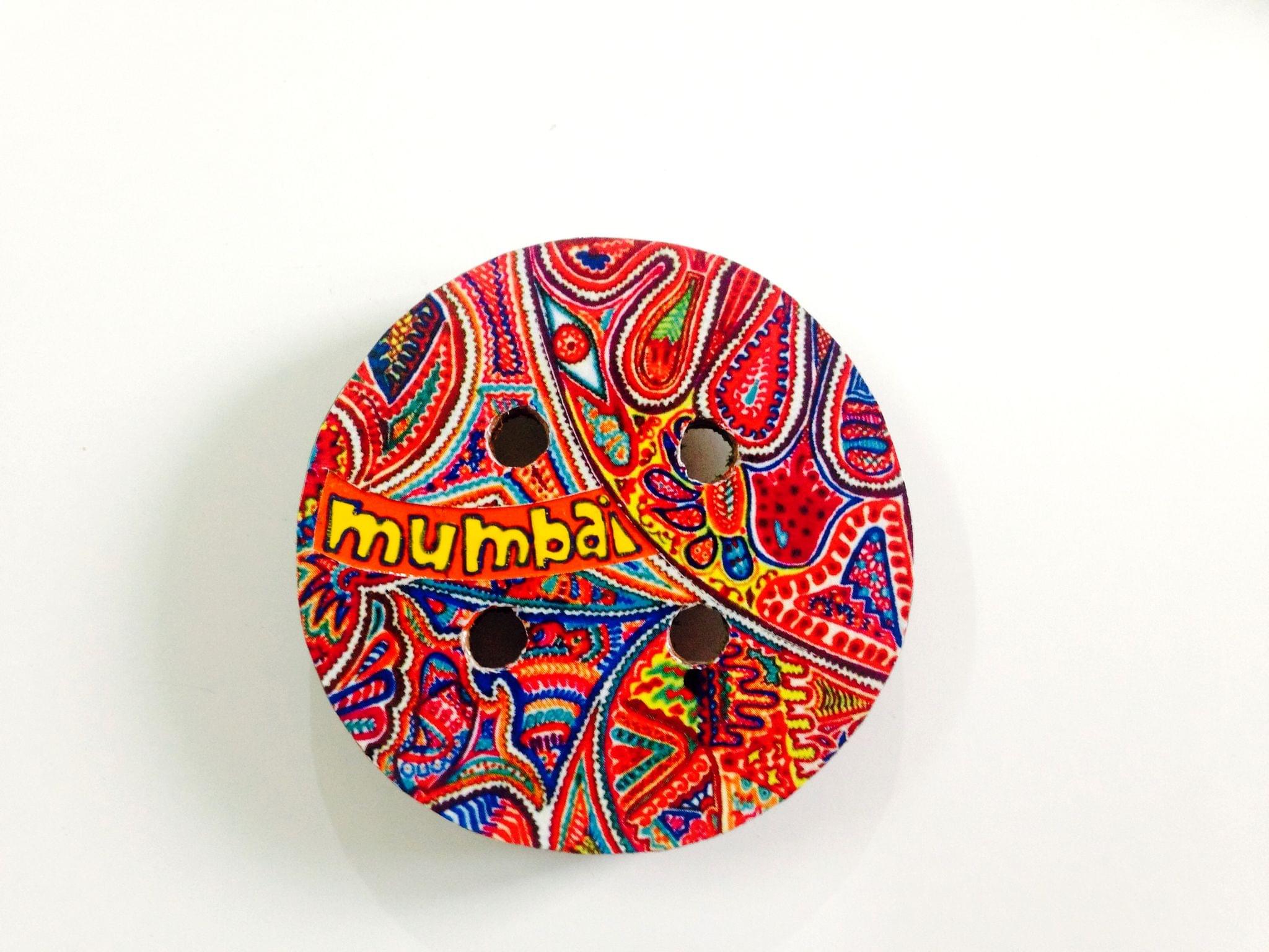 Art Button Mumbai Wooden Magnet