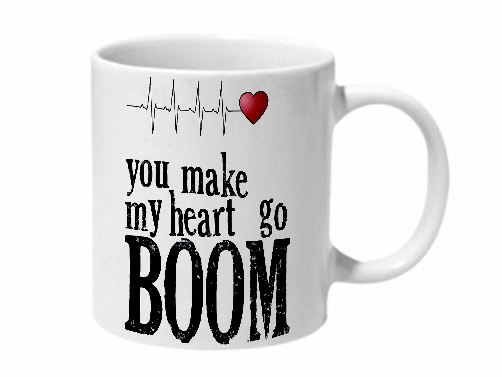 Multicolor You Make My Heart Go Boom Ceramic Mug