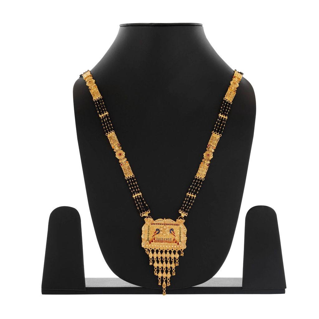 Gold-Plated Mangalsutra with Black Beads for Women