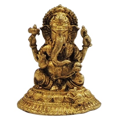 Traditional Brass Ganesh Statue for Worship & Decor, Height : 1.5 Inch (BSMAS1872 G)