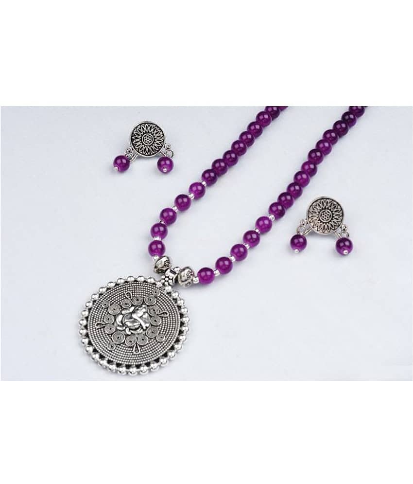 JFL - Jewellery For Less Brass Purple Traditional Necklaces Set Princess