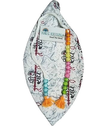 Hare Krishna Food For Soul Shri Radhe White Jholi | Counting mala Bag Japa Mala Bag/Gaumukhi 1 ( Pack of 1 )