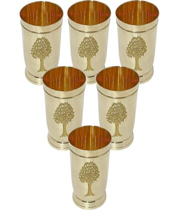 A & H ENTERPRISES - Heavy Water Brass Glasses 250 ml ( Pack of 6 )