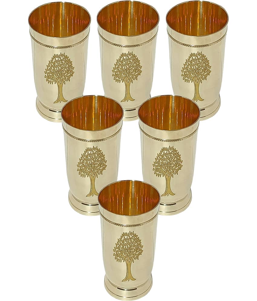 A & H ENTERPRISES - Heavy Water Brass Glasses 250 ml ( Pack of 6 )