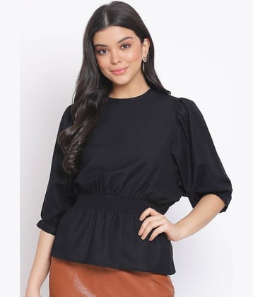 Oxolloxo Women's Cotton Peplum Top ( Black )