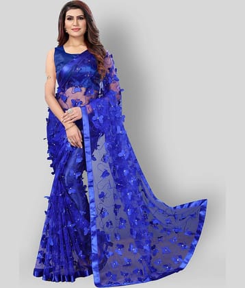 Apnisha Net Saree With Unstitched Blouse Piece ( Green )