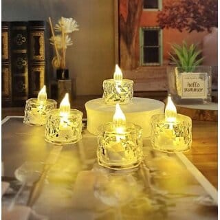 Minha Electric Candle Diyas, 6 Pcs Flameless LED Candles, Decorative Tealight for Home Decoration, Christmas, Diwali, B