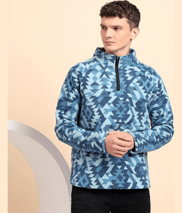 Glito Fleece Turtle Neck Men's Sweatshirt - Blue ( Pack of 1 )