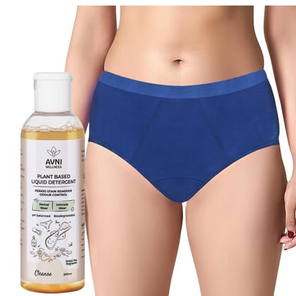Avni - Washable Period Panty | 1 Panty + 200ml Liquid Detergent | Breathable Bamboo Fabric | Medium to Heavy Flow | Protection up to 10 hrs | High Waist for Women | Reusable for 2 yrs