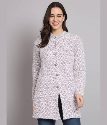 eWools.in Woollen Round Neck Women's Buttoned Cardigans - Purple ( )