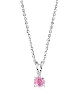 0.50 Carat Pink Cz Necklace In Pure 925 Sterling Silver For Women