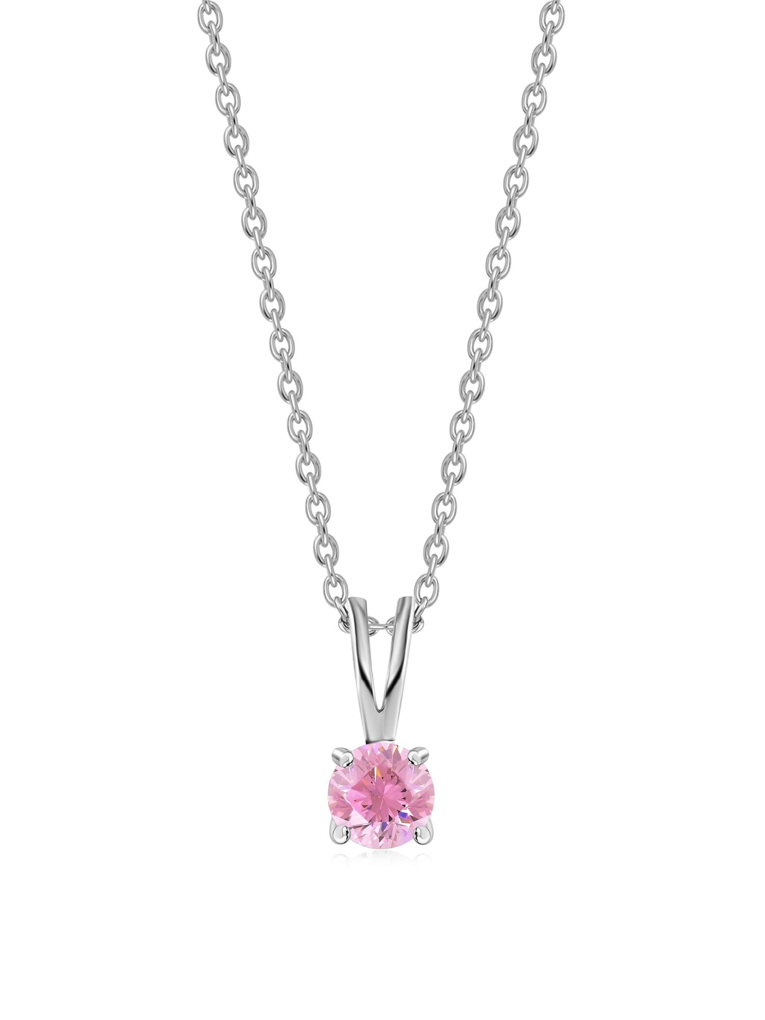 0.50 Carat Pink Cz Necklace In Pure 925 Sterling Silver For Women