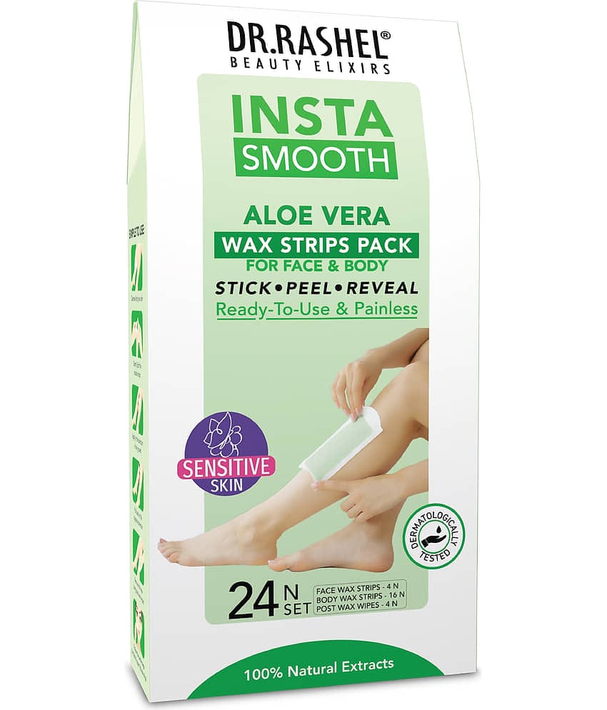 DR.RASHEL Insta Smooth Aloe Vera Wax Strip for Face and Body for Men and Women (24 Strips)