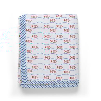 Mulmul Dohar Blue Rust 60x90-Blue/Rust/White / Mulmul / 60x90