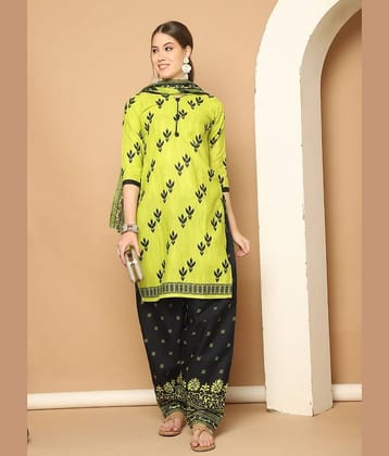 wonder weave Women Cotton Blend Printed Straight Kurti With Patiala Salwar ( Yellow )