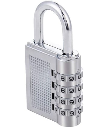 Combination 4-Digit Safe Painted PIN Hand Bag Shaped Combination Stainless Steel Padlock Lock for Home/Shop/Office/Store/ Farmhouse (Silver, Color May Vary, 79 x 40 x 18mm)