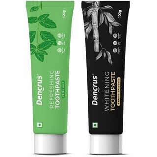 DENCRUS Charcoal Mint Toothpaste Fluoride-Free, 100g Each, Gentle on Sensitive Teeth