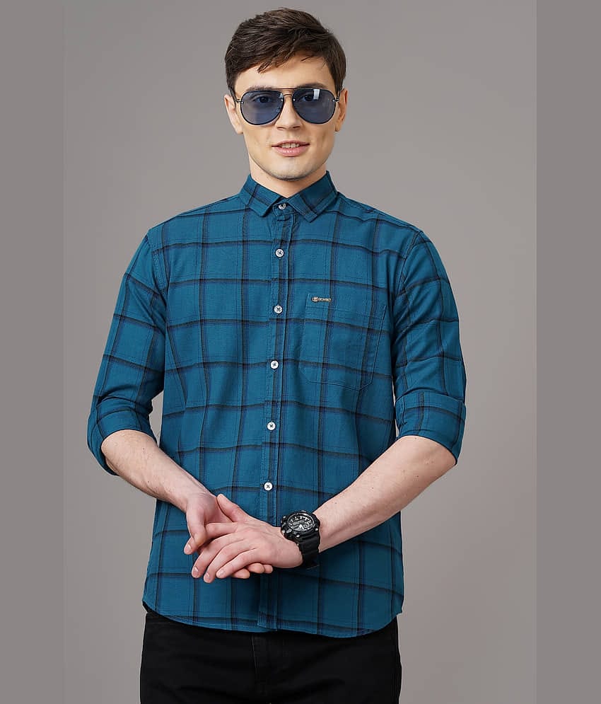 Paul Street - Blue Cotton Blend Slim Fit Men's Casual Shirt ( Pack of 1 )