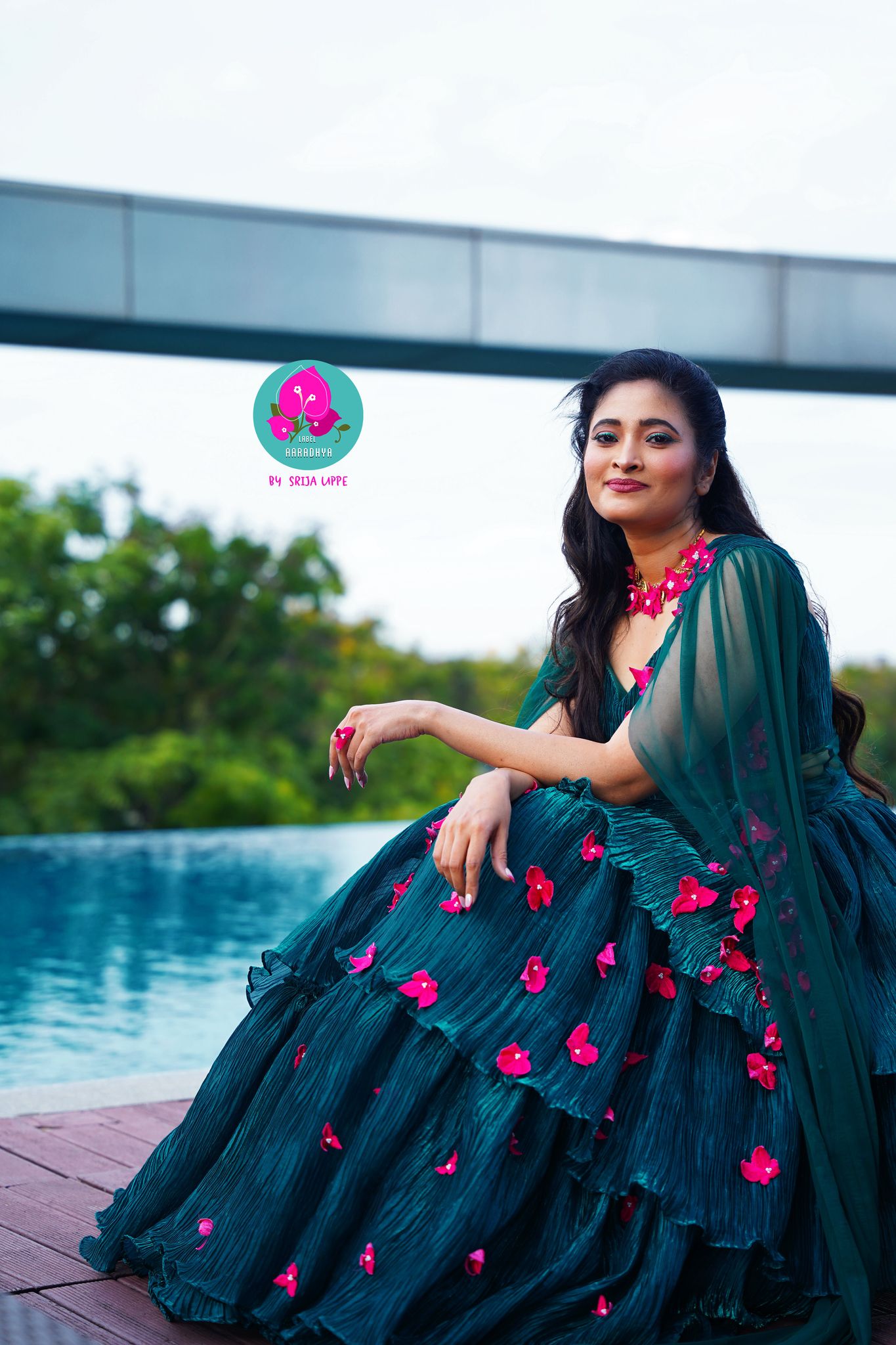 Pleated Organza Lehenga-XS