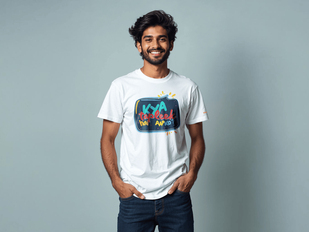 Taarak Mehta Ka Ooltah Chashmah| White Front Printed Regular Fit T-Shirts (KYA TAPLEEK HAI AAPKO)