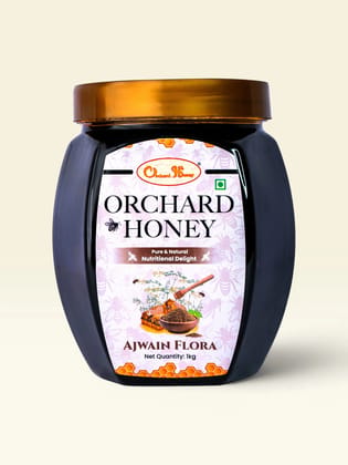 Orchard Honey Ajwain Flora Honey 1KG | Pure Honey | No Additives or Preservatives | Rich in Antioxidants| Desi Honey | Wild Forest Honey for Digestion| Certified Natural Shahad 1kg Pack