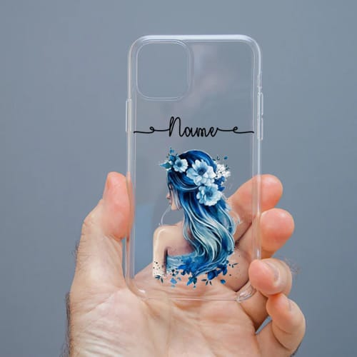 Personalized Cute Girl Transparent Silicon Case Customised with Name for Oppo, Vivo, Redmi, Realme, Poco, Mi, OnePlus, Samsung, iPhone, and More - design 57