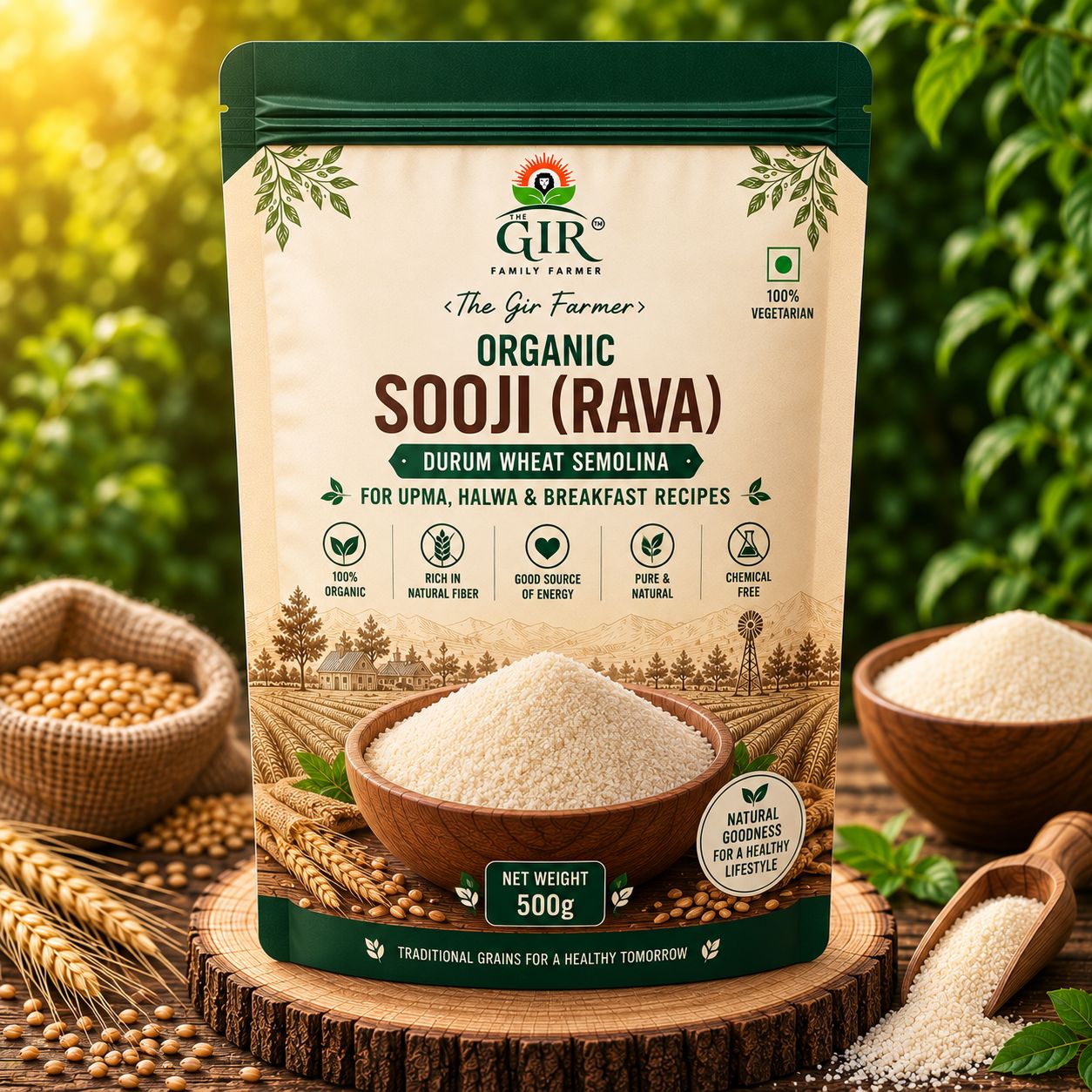 Organic Sooji (Rava) | Durum Wheat Semolina for Upma, Halwa & Breakfast Recipes