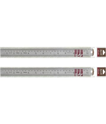 Jyoti Ruler/Scale - Royale (2 Pcs of Size 30cm (Sumo) of Stainless Steel) Imperial & Metric Measurements, Double Sided, Straight Edges, Measuring Tool for Architects, Engineers, Students - Pack of 2