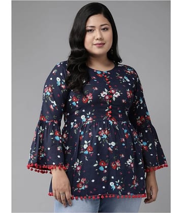 Yash Gallery Women's Cotton Blend Empire Top ( Blue )