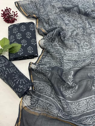 Pure Cotton Suit Set With Kota Doriya Dupatta