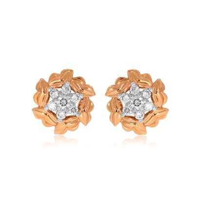 Senco Gold Smiling Daisy Diamond Studs (2.6 gram / 0.23 Ct / GH-VS / 14K Rose Gold)