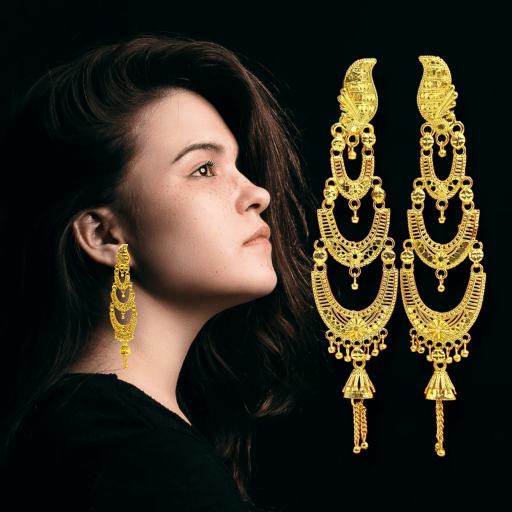 Attractive Sister 22K Gold Plated Multi Layer jhumka / 22K Indian Wedding/ Handcrafted jewelry