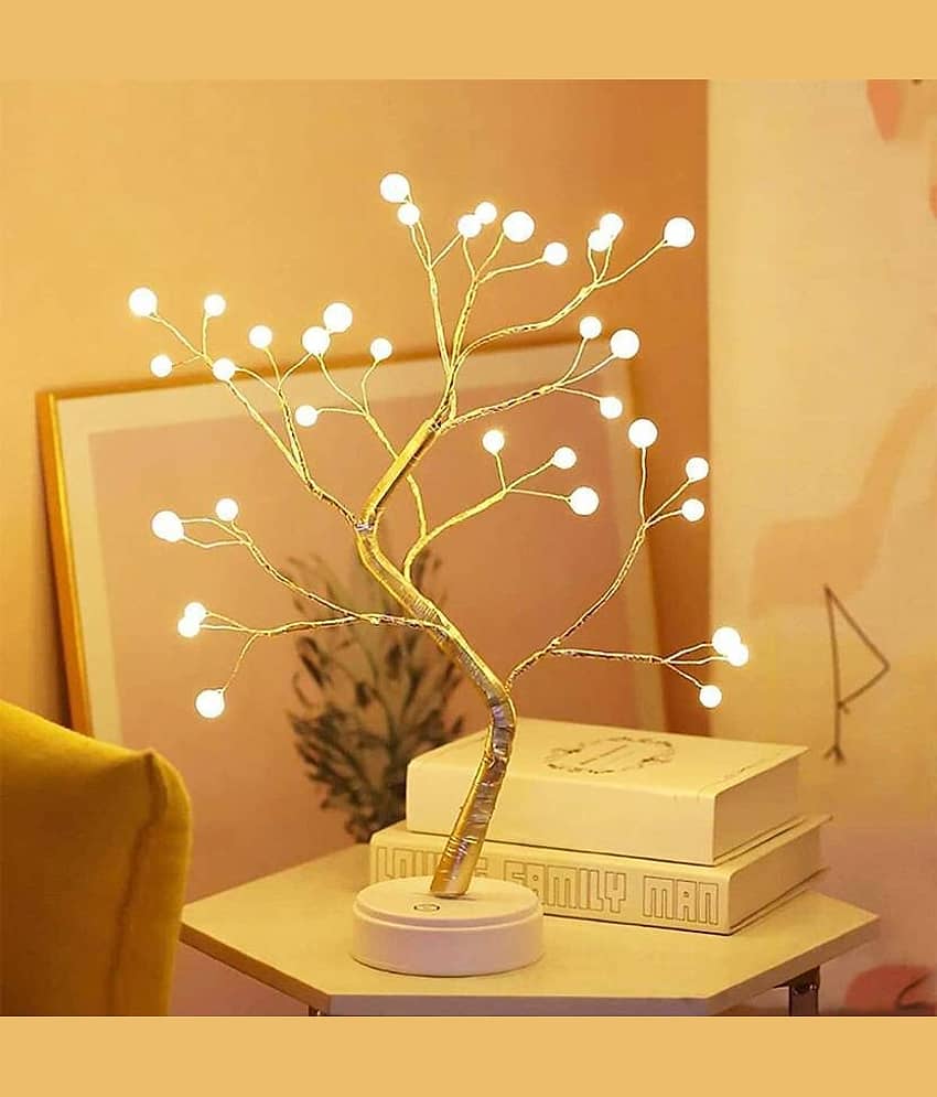 SPARKWORLD Yellow Decorative Table Lamp ( Pack of 1 )