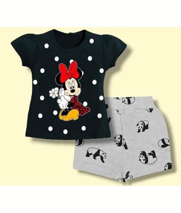 CUTEVIBE Pack of 1 Baby Girls Cotton Blend Top & Shorts ( Black )