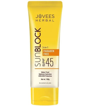 Jovees Herbal Sunblock SPF 45 For Normal to Dry Skin UVA & UVB Protection 100gm (Pack of 1)