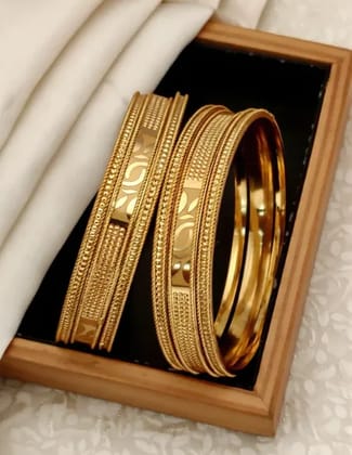 Traditional Imitation Two Gold Bangle Stack