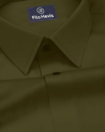 Single pocket 100% cotton formal shirts - Light Mehndi-M