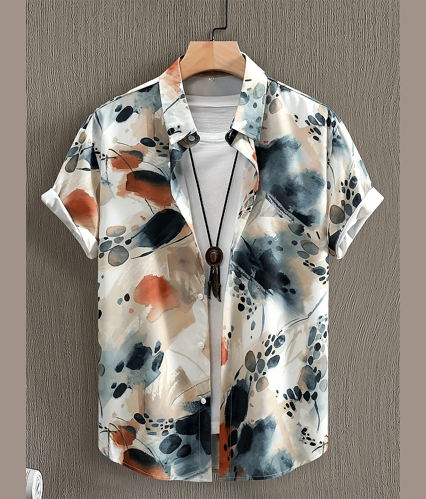 BEAUE Poly Cotton Regular Fit Printed Half Sleeves Men's Casual Shirt - Multi ( Pack of 1 )