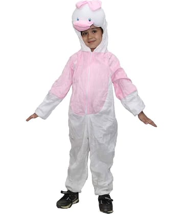 Kaku Fancy Dresses Duck Cartoon Costume -White & Pink, 3-4 Years, For Girls