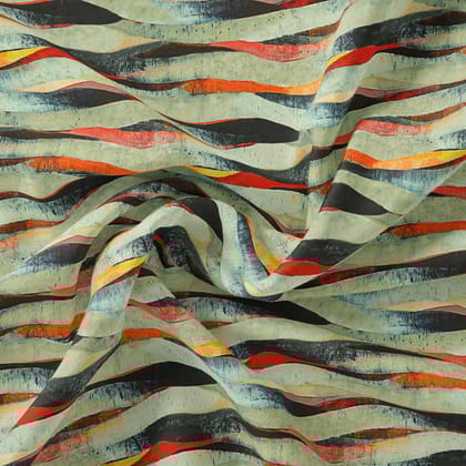 Hawaaian Waving Watercolour Digital Printed Fabric - Muslin