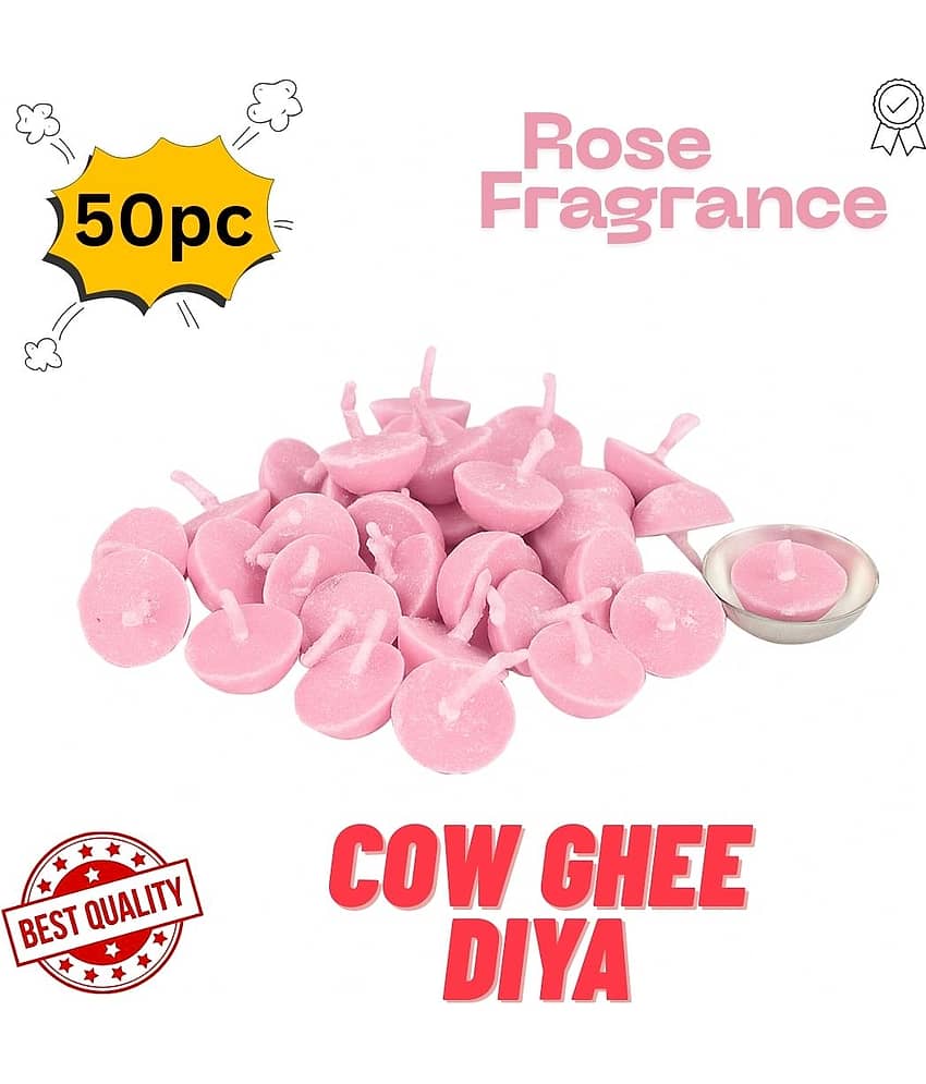 THRIFTKART Diya 50PC Rose fragrance DIYA BATTI ( Pack of 1 )