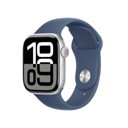 Apple Watch Series 10 GPS 42mm Silver Aluminium Denim Sport Band M/L