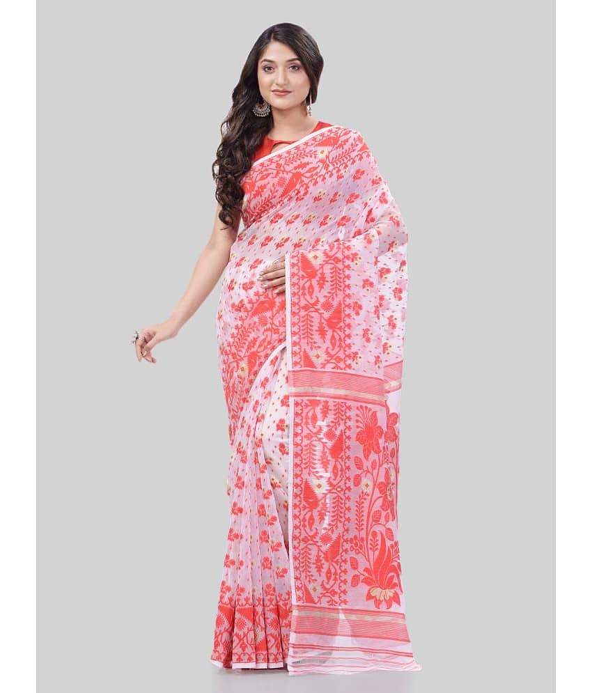 Desh Bidesh Cotton Woven Saree Without Blouse Piece ( Red )