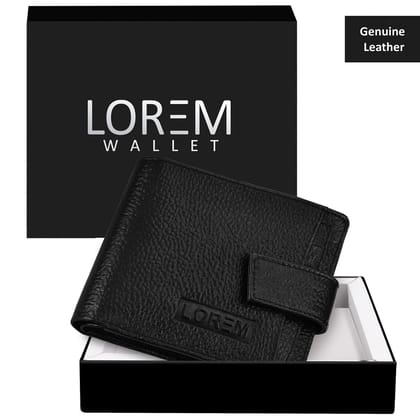 Black Bi-Fold Genuine Leather 6 ATM Removable Card Slots Wallet for Men WL502-B
