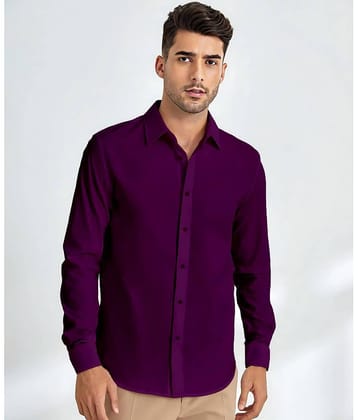WEBRIC Cotton Blend Regular Fit Solids Full Sleeves Men's Casual Shirt - Wine ( Pack of 1 )