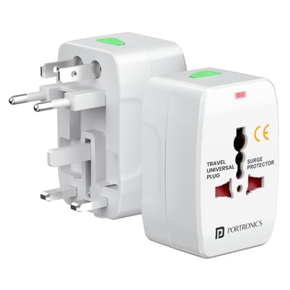 Portronics Juicemate Go Universal Travel Adapter with 6A AC Socket Output,Universal AC Socket, All in One International Travel Fast Charging Adapter,Suitable for 180plus Countries US,UK,EU,AUS,Etc(White)