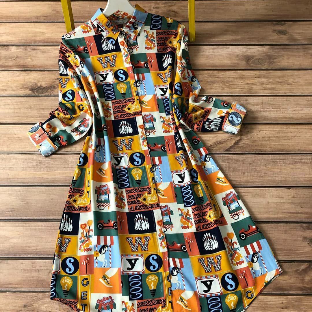 Multicolor Design of Square Printed Fancy Kurti by GlamaStitch-M